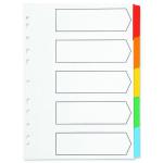 Q-Connect 5-Part Index Multi-punched Reinforced Board Multi-Colour Blank Tabs A4 White KF01525 KF01525