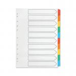 Q-Connect 10-Part Index Multi-punched Reinforced Board Multi-Colour Blank Tabs A4 White KF01526 KF01526