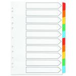 Q-Connect 10-Part Index Multi-punched Reinforced Board Multi-Colour Blank Tabs A4 White KF01526 KF01526