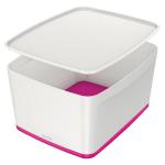 Leitz MyBox Large Storage Box With Lid White/Pink 52161023 LZ58833