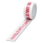 Polypropylene Tape Printed Handle With Care 50mmx66m White Red (Pack of 6) 70581500