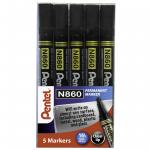 Pentel Chisel Tip Permanent Marker Black (Pack of 5) YN860/5-A