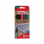 Pentel Chisel Tip Permanent Marker Assorted (Pack of 5) YN860/5-M