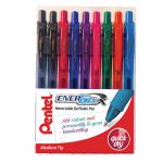 Pentel EnerGel Retractable Pen Medium Assorted (Pack of 9) YBL107/9-MIX PE14393