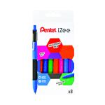 Pentel iZee Retractable Ballpoint Pen 1.0mm Assorted (Pack of 8) BX470/8E PE22322