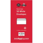 Postpak DL Peel and Seal White 80gsm 10 Packs of 50 Envelopes 9730878 POF27426