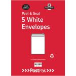 Postpak C4 Peel and Seal White 90gsm 5 Packs of 40 Envelopes 9731232 POF27429