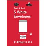 Postpak C5 Peel and Seal White 90gsm 5 Packs of 40 Envelopes 9731534 POF27431