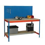 Blue and Orange Workbench With Backboard and Lower Shelf 1200x750mm 375517 SBY21155