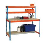 Blue and Orange Workbench With Upper and Lower Shelves 1500x750mm 375521 SBY21159