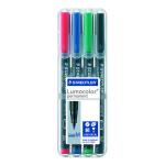 Staedtler Lumocolour Pen Permanent Medium Assorted (Pack of 4) 317-WP4 ST31038