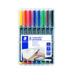 Staedtler Lumocolour Pen Permanent Fine Assorted (Pack of 8) 318-WP8 ST32369