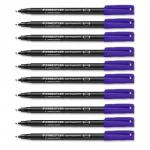 Staedtler Lumocolor Superfine Permanent OHP Blue Pen (Pack of 10) 313-3