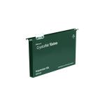 Rexel Crystalfile Extra Suspension File Polypropylene 30mm Wide-base A4 Green Ref 71759 [Pack 25] T71759