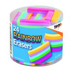 Rainbow Coloured Block Erasers (Pack of 24) 305047 TGR02201