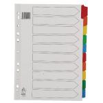 A4 Mylar Divider 10-Part White With Multi-Colour Tabs WX01526 WX01526
