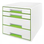 Leitz WOW CUBE Drawer Cabinet, 4 drawers (2 big and 2 small). A4 Maxi. White/green.