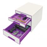 Leitz WOW CUBE Drawer Cabinet, 4 drawers (2 big and 2 small). A4 Maxi. White/purple