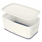 Leitz MyBox WOW Small with lid, Storage Box 5 litre, W 318 x H 128 x D 191 mm. White/grey - Outer carton of 4
