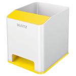 Leitz WOW Sound Pen Holder. With sound boosting function for smartphone. White/yellow.