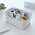 Leitz WOW Tape Dispenser. Incl. tape. For convenient one-hand operation. White/yellow. - Outer carton of 4