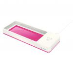 Leitz WOW Desk Organiser with Inductive Charger. White/pink.