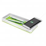 Leitz WOW Desk Organiser with Inductive Charger. White/green.