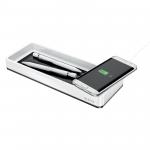 Leitz WOW Desk Organiser with Inductive Charger. White/black.