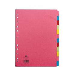 Cheap Stationery Supply of Concord Bright Subject Dividers 12-Part Card Multipunched 160gsm A4 Assorted 50999 001049 Office Statationery