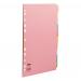 The picture shows a pack of 25 Concord Dividers & Indexes in assorted colors. Each divider is 10-part and is made of 160gsm paper. The dividers are multipunched and designed to fit on A4 sized paper. The colors are vibrant and the dividers are clearly labeled with subject titles. The pack is neatly organized with the dividers stacked on top of each other. The overall look is professional and would be useful for organizing papers and documents.
