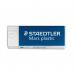 The picture shows a pack of 20 Staedtler pencil erasers, each 65x23x13mm in size. These premium quality self-cleaning erasers are made of Staedtler Mars Plastic and are part of the 52650 series. They come in a sleek and professional design, perfect for any writing or drawing needs.