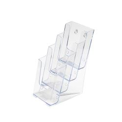 Cheap Stationery Supply of Literature Display Holder Multi Tier for Wall or Desktop 4 x 1/3xA4 Pockets Clear 019219 Office Statationery