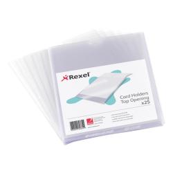 Cheap Stationery Supply of Rexel Clear Card Holder Nyrex Open on Short Edge 152x102mm 12030 Pack of 25 022136 Office Statationery