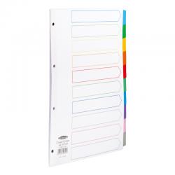 Cheap Stationery Supply of Concord Dividers 10-Part Mylar-reinforced Multicolour-Tabs Punched 4 Holes 150gsm A4 White 00801/CS8 081627 Office Statationery