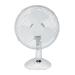 This photograph showcases the Spicers Fans 5 Star Facilities Desk Fan, featuring a 9 inch size and 90 degree oscillation for wide coverage. The fan is in white color and includes a 1.25m tilt cable for convenient placement.