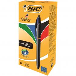 Cheap Stationery Supply of Bic 4-Colour Pro Ball Pen Medium 1.0mm Tip 0.32mm Line Blue Black Red Green 902129 Pack of 12 102460 Office Statationery