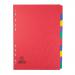 This photograph features a set of Elba Dividers & Indexes Elba Heavyweight Subject Dividers. These dividers are made of 220gsm card and come in a pack of 10. They are multipunched and designed for A4-sized documents. The dividers are in assorted colors, providing a vibrant and organized look to any filing system.