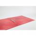The photograph shows a stack of vibrant red Oxford Ring Binders from Elba. Each binder has a laminated glossy finish, two O-rings, and is 25mm in size, suitable for A4+ documents. The binders add a pop of color to any workspace.