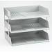 In the photo, you can see the Avery Letter Trays in a light grey color. The wide entry filing tray measures W367xD254xH63mm and has a sleek, modern design. It is perfect for organizing documents and keeping your workspace clutter-free.
