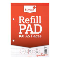 Cheap Stationery Supply of Silvine Refill Pad Headbound 75gsm Ruled Margin Perf Punched 2 Holes 160pp A5 Red A5RPFM Pack of 6 112597 Office Statationery