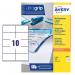 Avery Multipurpose Labels Laser Copier Inkjet 10 per Sheet 105x57mm White Ref 3425 [1000 Labels] 126620