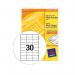 Avery Multipurpose Labels Laser Copier Inkjet 30 per Sheet 70x29.7mm White Ref 3489 [3000 Labels] 126647