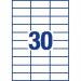 Avery Multipurpose Labels Laser Copier Inkjet 30 per Sheet 70x29.7mm White Ref 3489 [3000 Labels] 126647