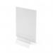 In this photograph, you can see a clear, 50mm wide crystal menu holder clip by Deflecto Europe. The holder is designed to display literature and menus, and appears sleek and modern with its crystal clear design.