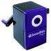 This photo features two Swordfish Pencil Sharpeners in black and purple, specifically the Pointi Mechanical Pencil Sharpener model with auto-stop and 8mm diameter capacity. The sharpeners are mounted on a desk clamp and are ready for use. The sleek design and vibrant colors make these sharpeners a functional and stylish addition to any desk.
