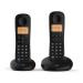This photograph captures the sleek design of BT Cordless Telephones Everyday 1 Telephone. The dual handsets feature a black finish, caller ID display, and 50-contact storage for convenient communication. Perfect for any modern home or office.
