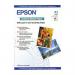 The photo shows a stack of Epson Photo Paper in A3 size. The paper is glossy and has a sturdy feel. The label on the packaging reads Epson Archival Matte Paper and states that it contains 189gsm. There are 50 sheets in the stack.