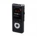 This image shows the Olympus DS-2600 Digital Voice Recorder in black. The device features a slide switch and displays the Olympus Dictation logo, along with the model number V741030BE000 and a serial number of 142884. The recorder has a sleek, compact design and appears to be of high quality. The screen displays various recording options and settings.