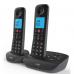 A modern and sleek black cordless telephone set with an answering machine and convenient nuisance call block feature. The two handsets have a clear LCD display and slim design, perfect for any home or office setup. Stay connected with ease thanks to British Telecoms Essential 1 Twin Telephone.