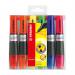 This picture shows a pack of 6 Stabilo Highlighters with a chisel tip of 2-5mm. The highlighters come in assorted colors and are stored in a wallet case. These Stabilo Luminator Highlighters are perfect for highlighting important information in notes or textbooks.